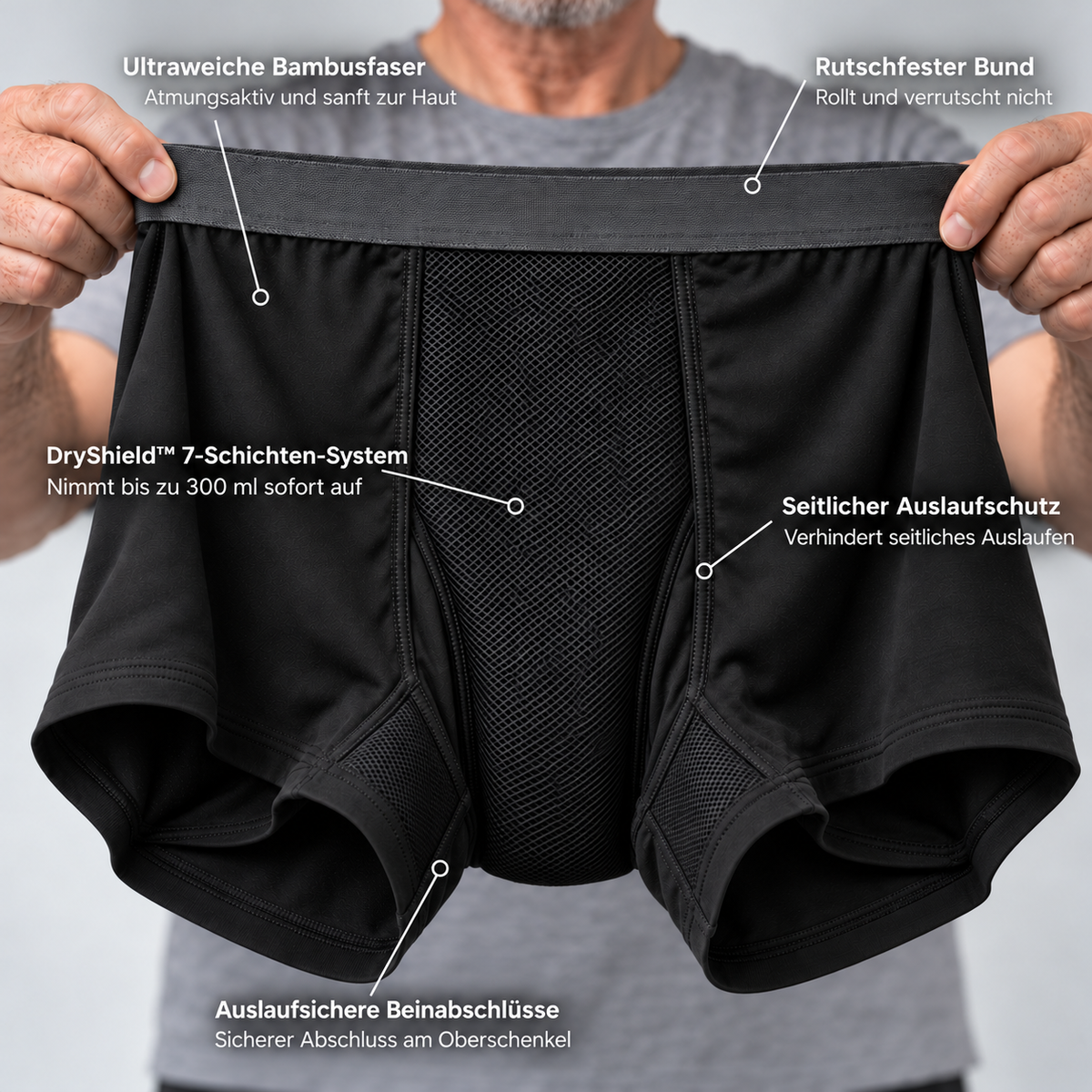 Boxershorts mit extra-starkem Auslaufschutz